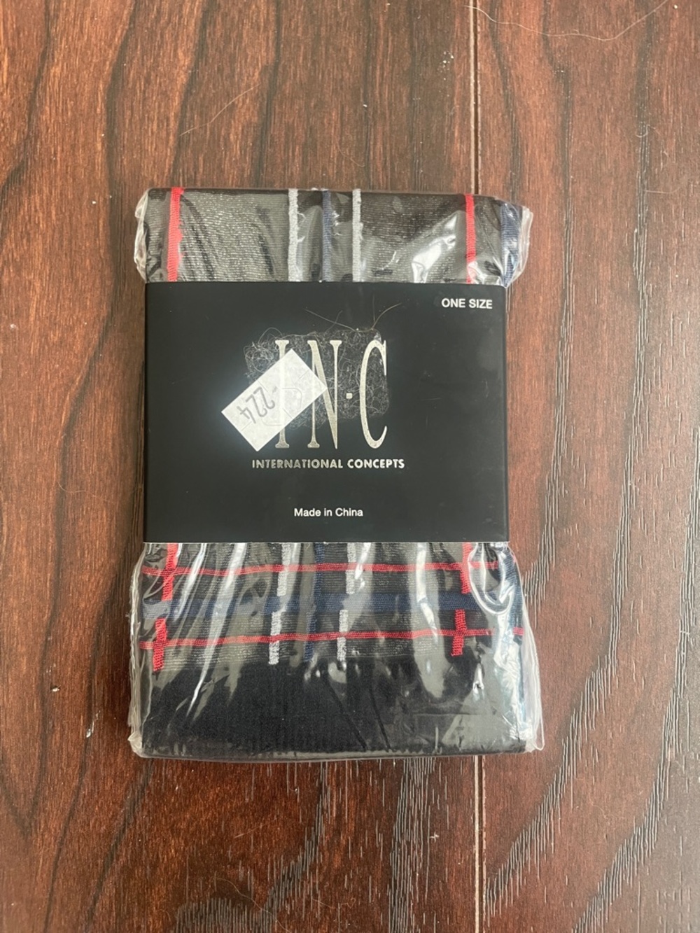 INC International Concepts Dark Navy Blue Sheer Dress Socks with Red Stripe